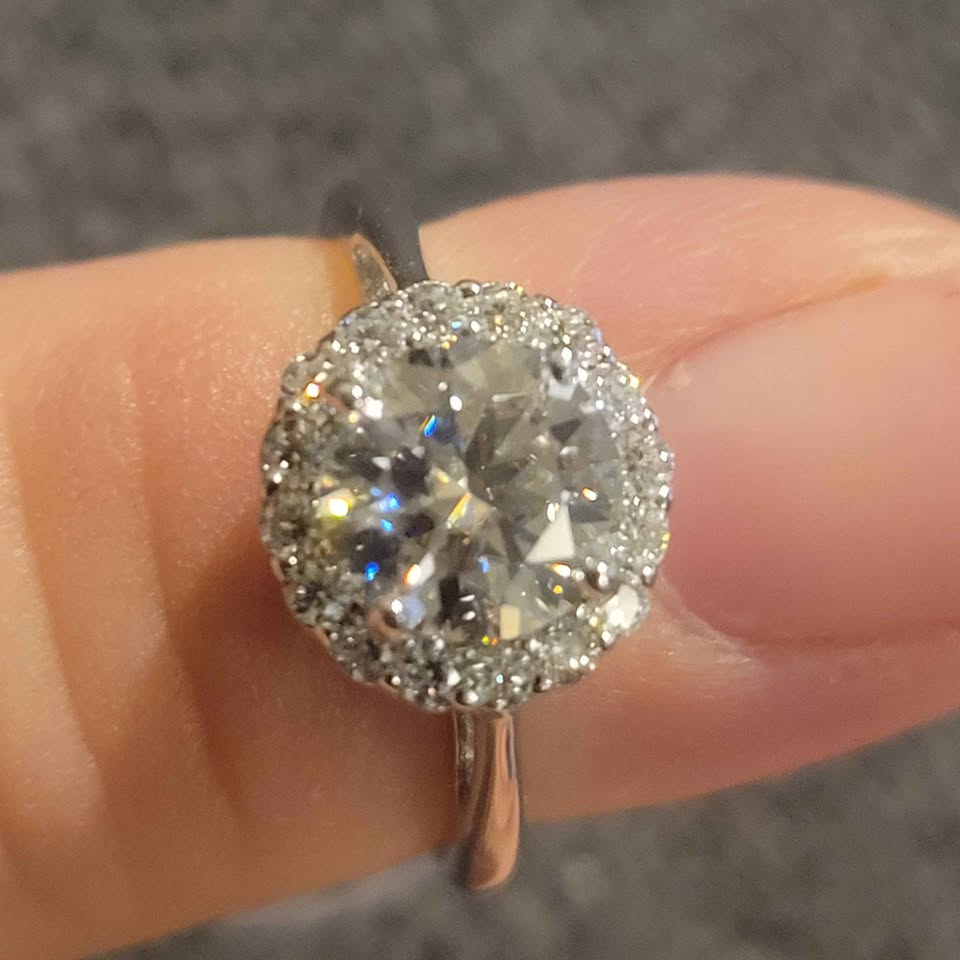 1.50ct moissanite silver ring, size 5