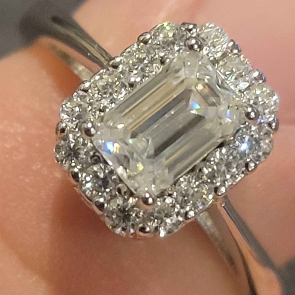1ct Moissanite Silver Ring, size 5