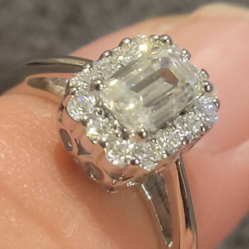 1ct Moissanite Silver Ring, size 5