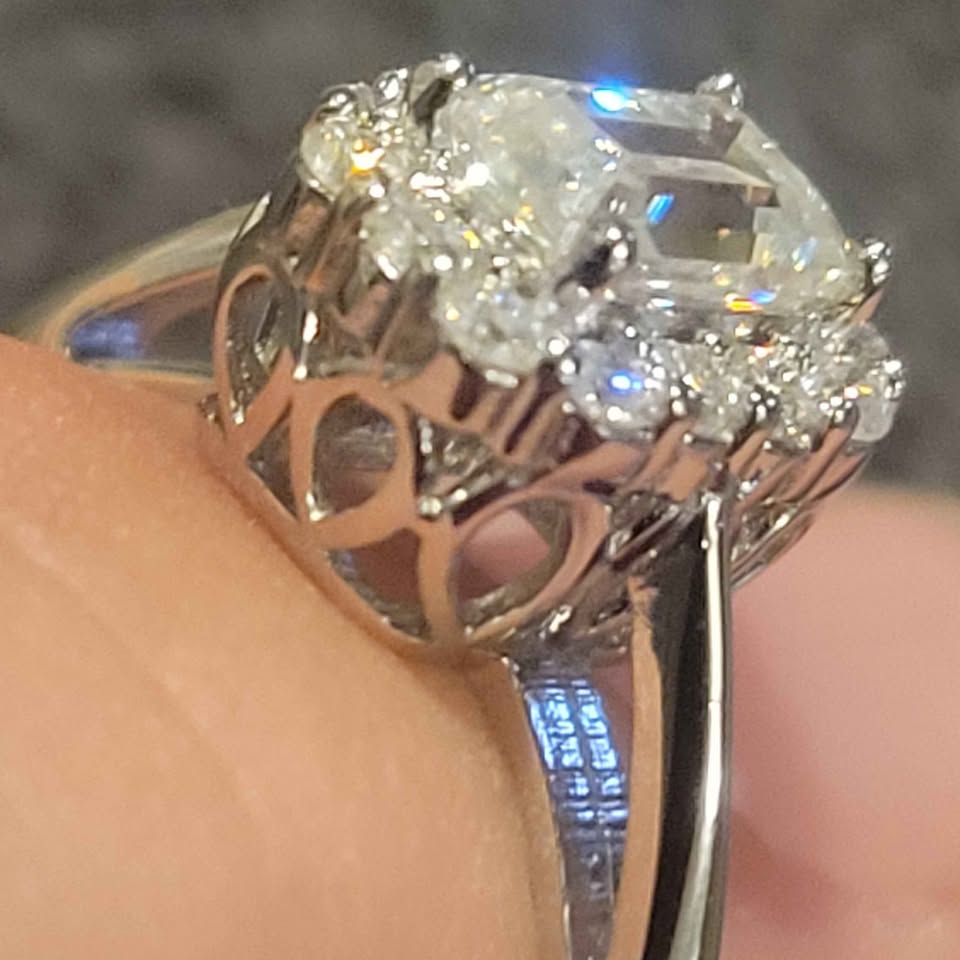 1ct Moissanite Silver Ring, size 5