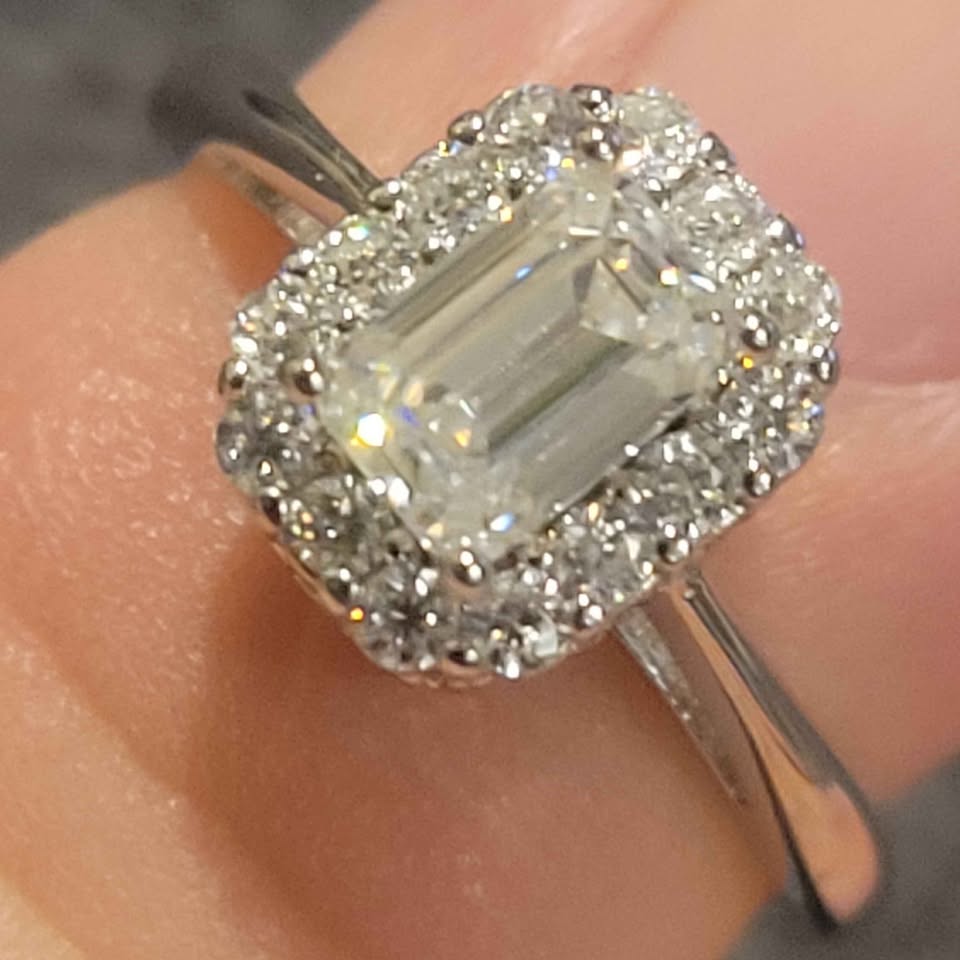 1ct Moissanite Silver Ring, size 5