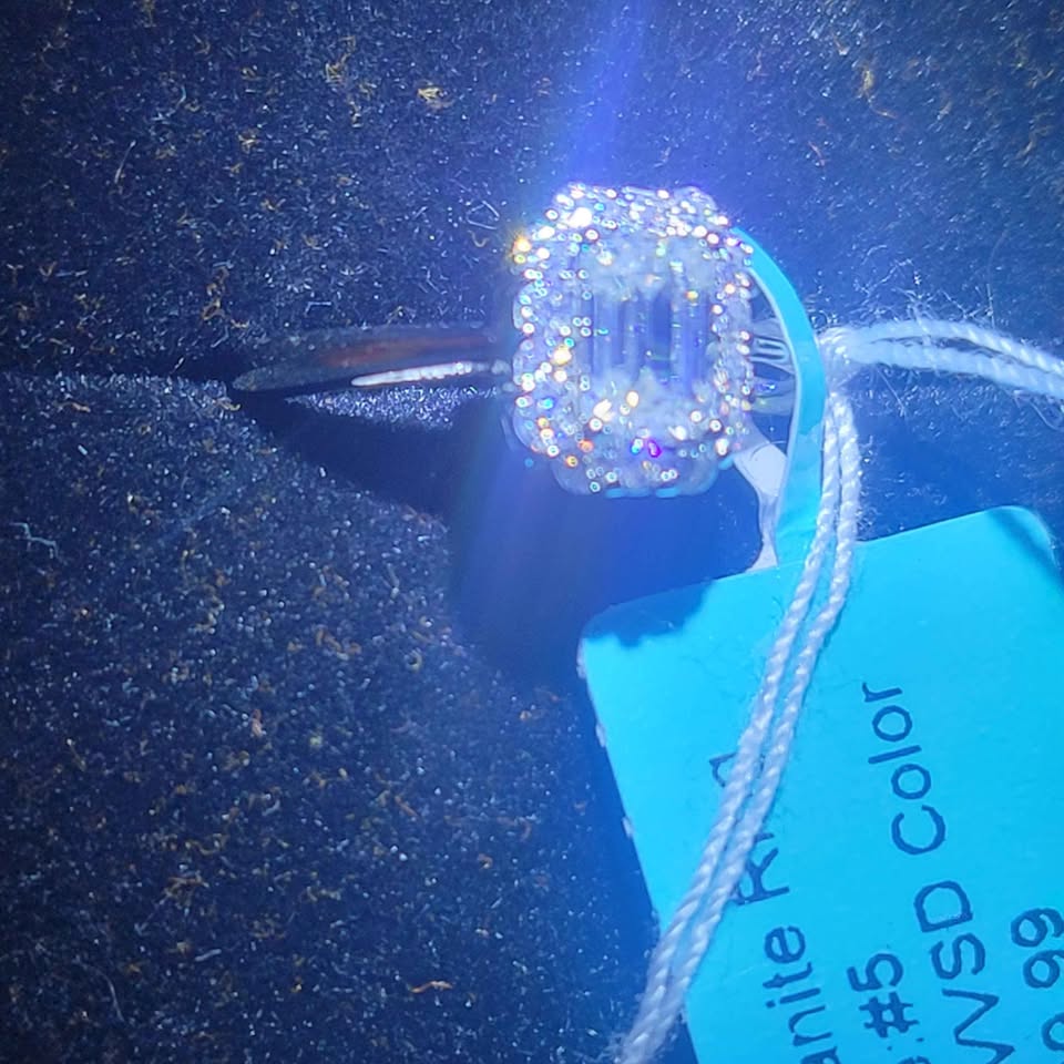 1ct Moissanite Silver Ring, size 5