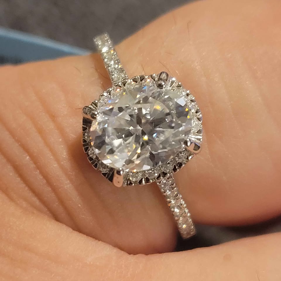 2.23ct moissanite silver ring, size 9