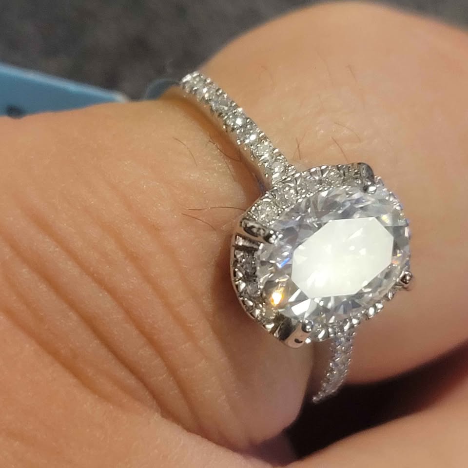 2.23ct moissanite silver ring, size 9