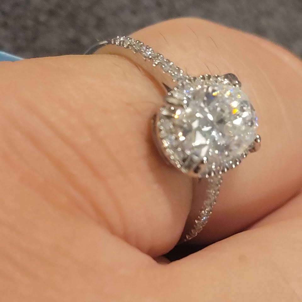 2.23ct moissanite silver ring, size 9