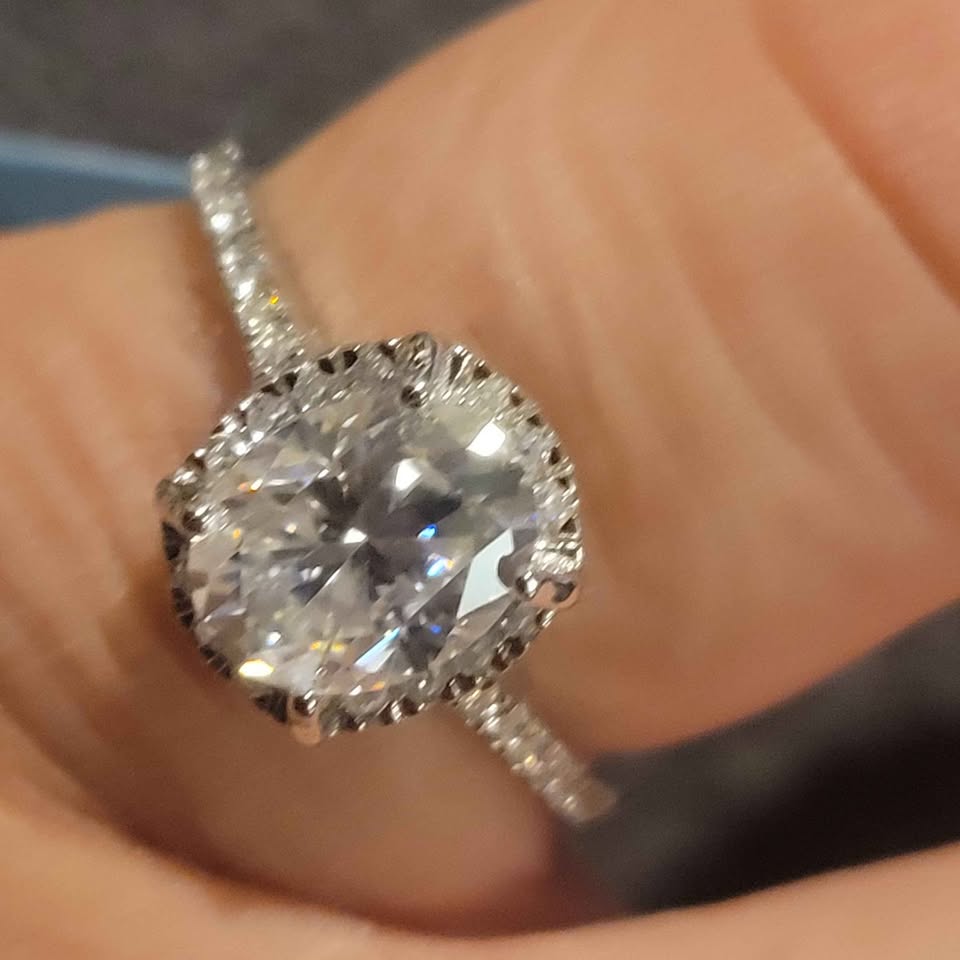 2.23ct moissanite silver ring, size 9