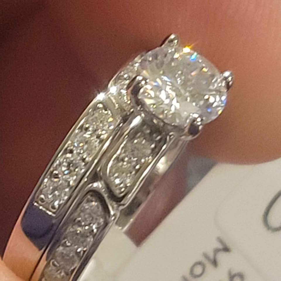 2.5 Ct Moissanite Silver Wedding set, Size 5