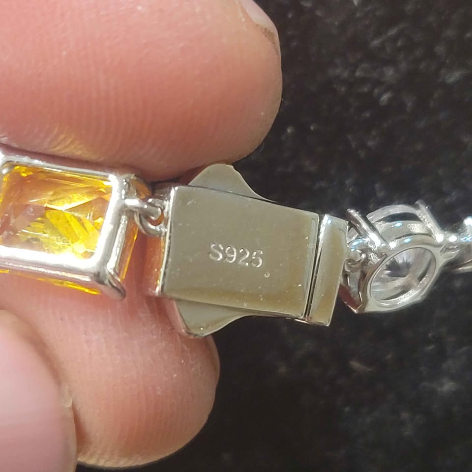22in Multi-gem silver necklace 10mm wide