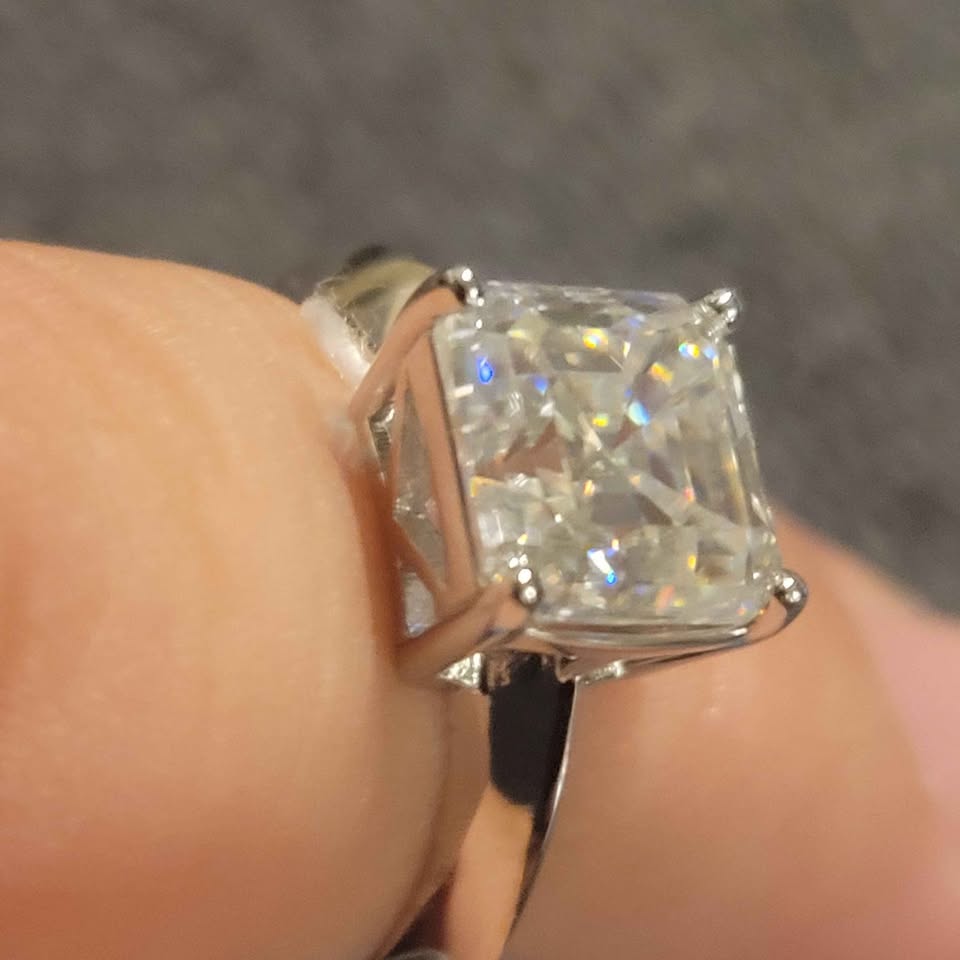 3ct moissanite silver ring, size 6