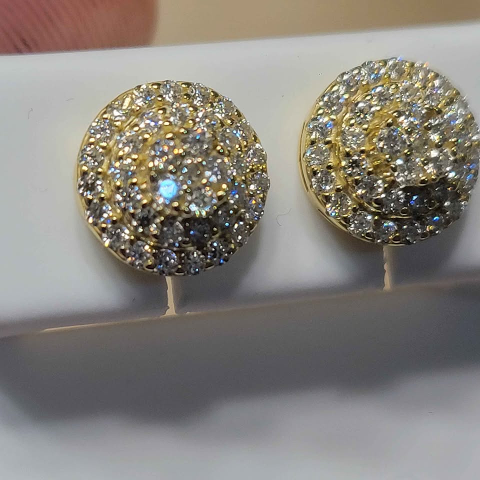 .73 ct 3 tier moissanite gold over silver earrings