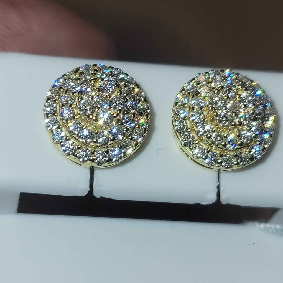 .73 ct 3 tier moissanite gold over silver earrings