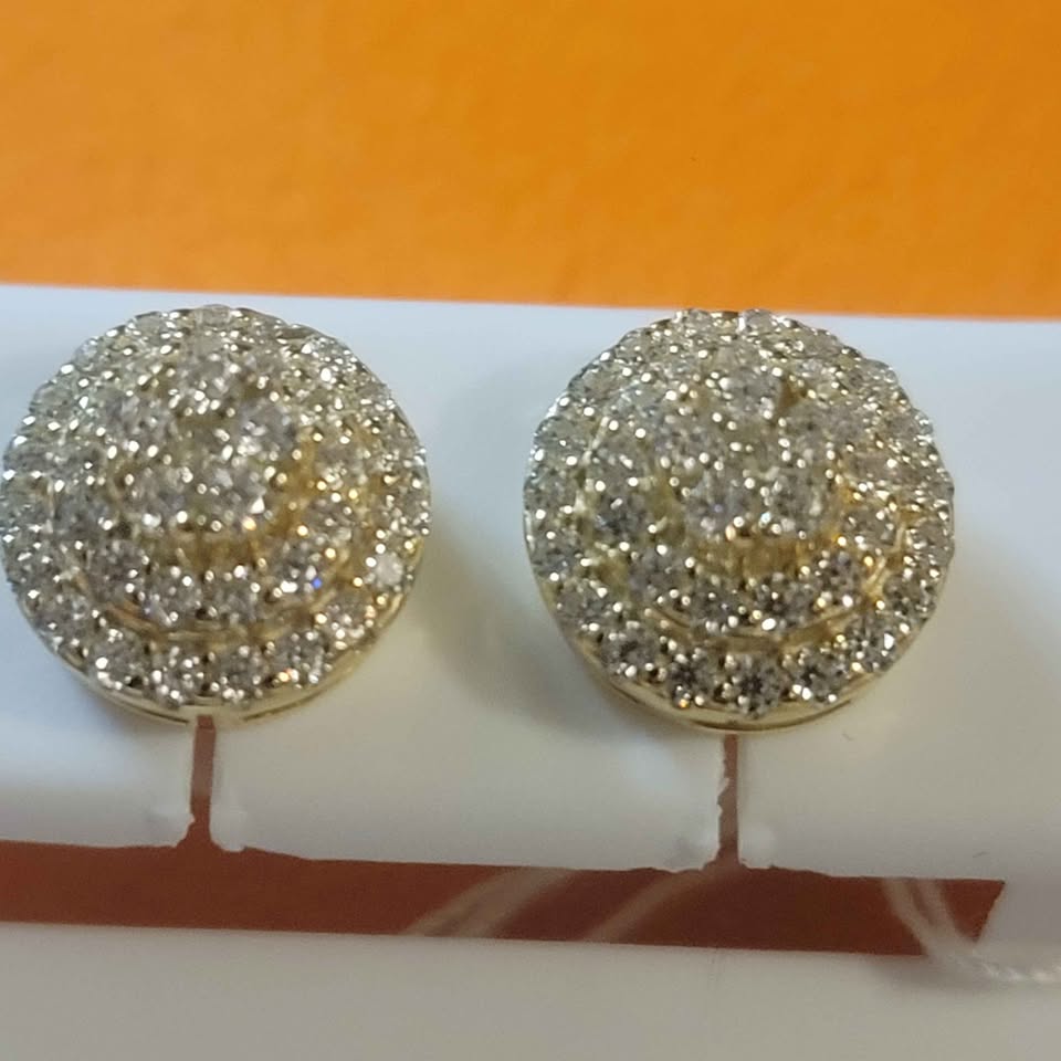 .73 ct 3 tier moissanite gold over silver earrings