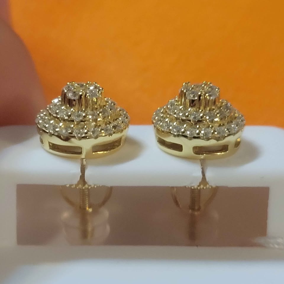 .73 ct 3 tier moissanite gold over silver earrings