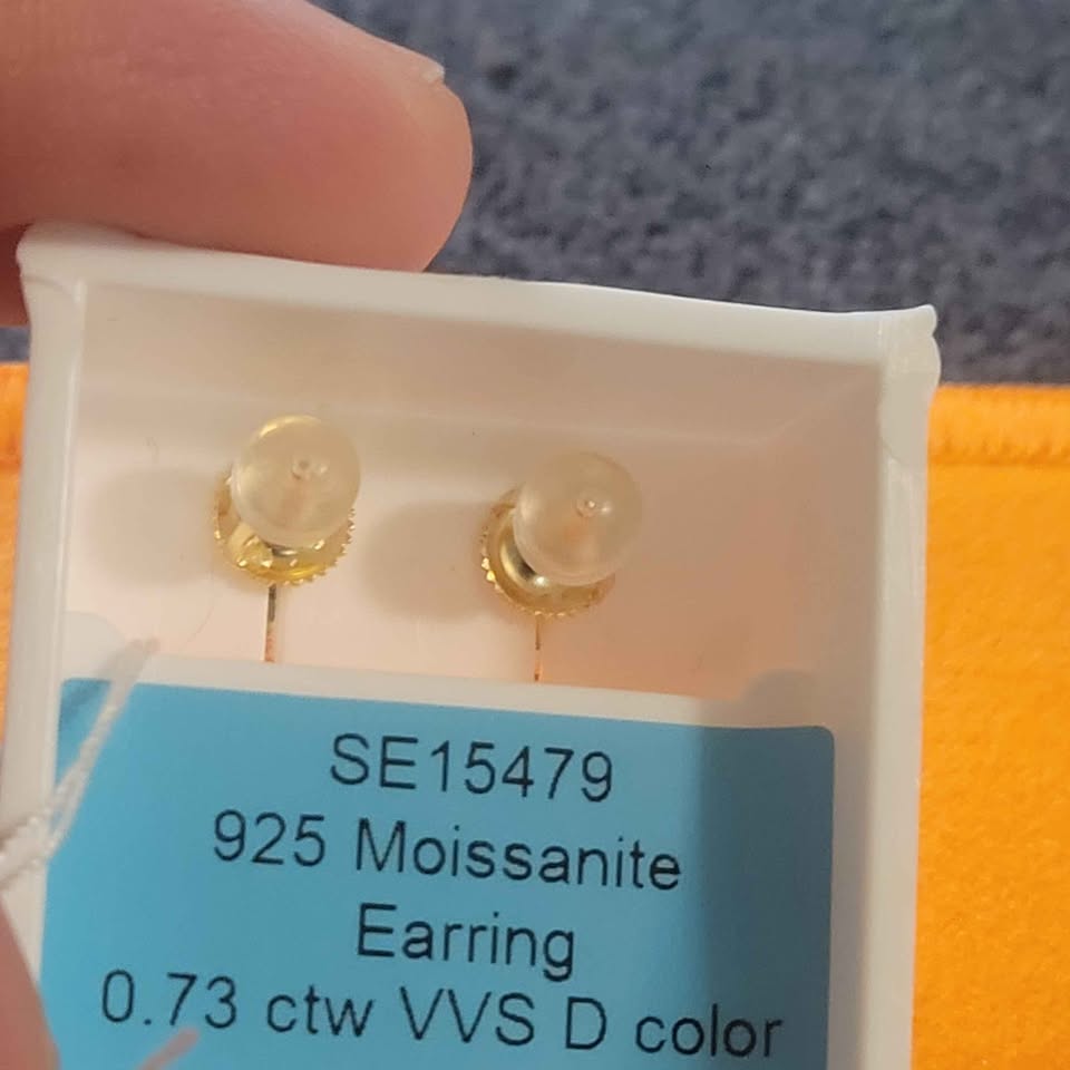 .73 ct 3 tier moissanite gold over silver earrings