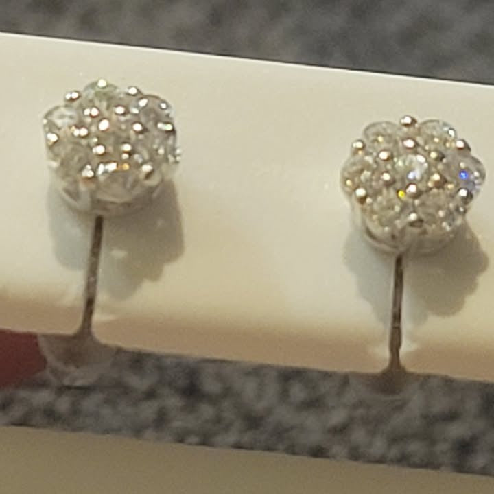 Honeycomb Silver Moissanite Earrings