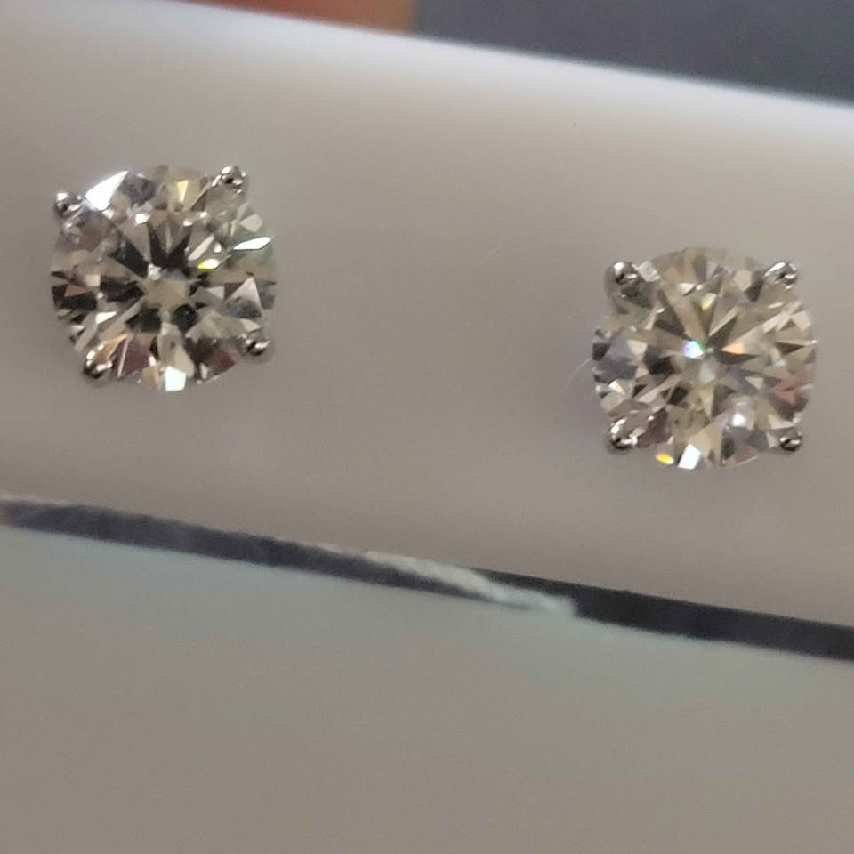 6mm moissanite silver earrings, 1.60ct