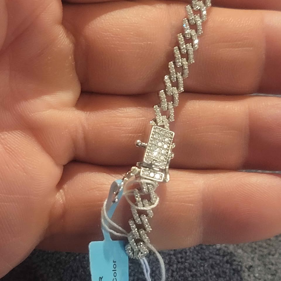 7.5in Moissanite silver Monaco bracelet, 6mm