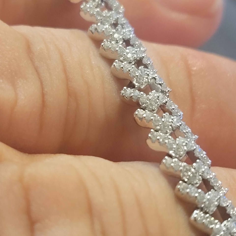 7.5in Moissanite silver Monaco bracelet, 6mm