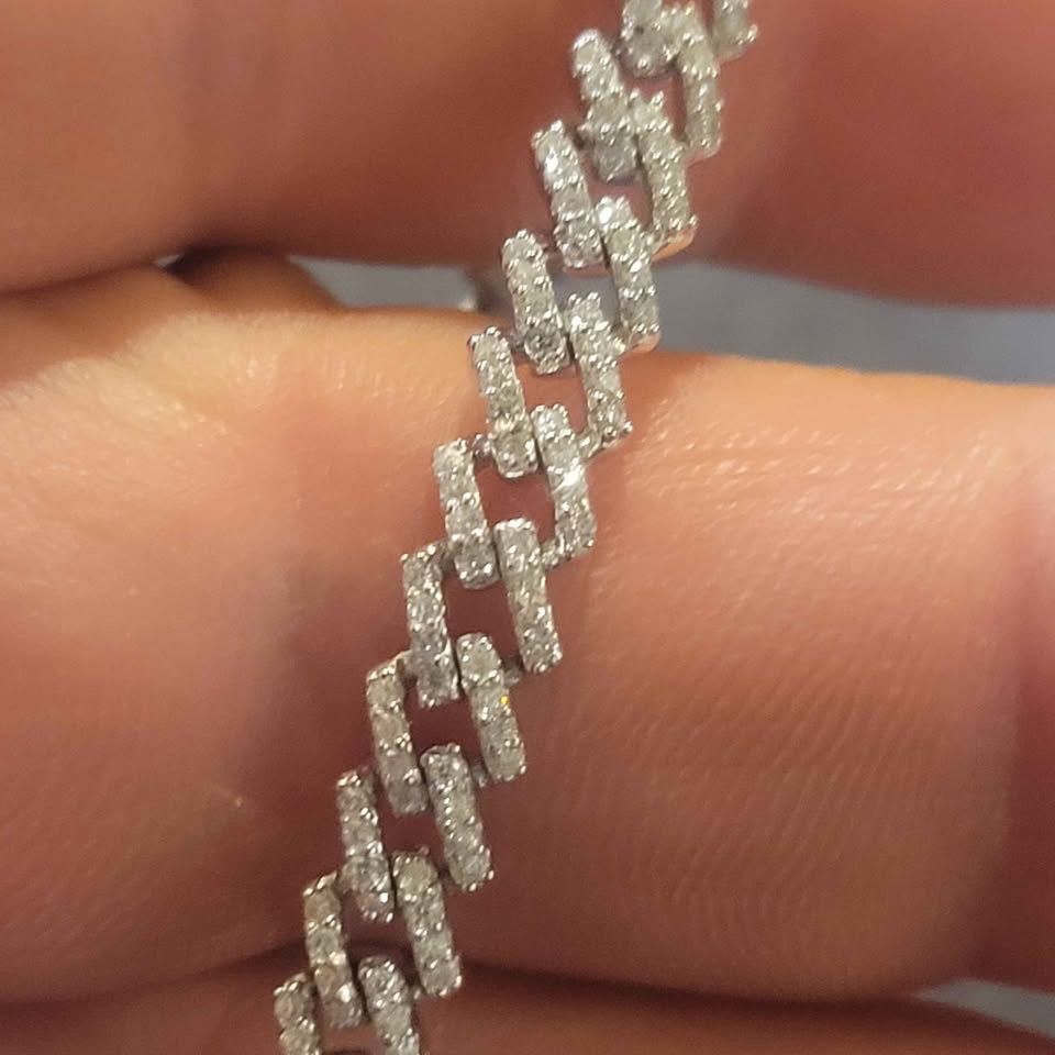 7.5in Moissanite silver Monaco bracelet, 6mm