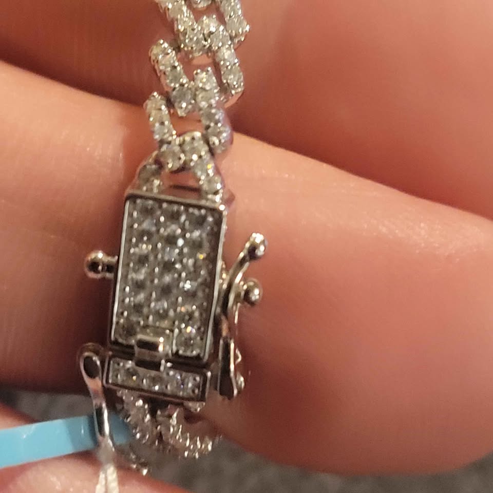 7in. Moissanite silver Monaco Link bracelet, 6mm