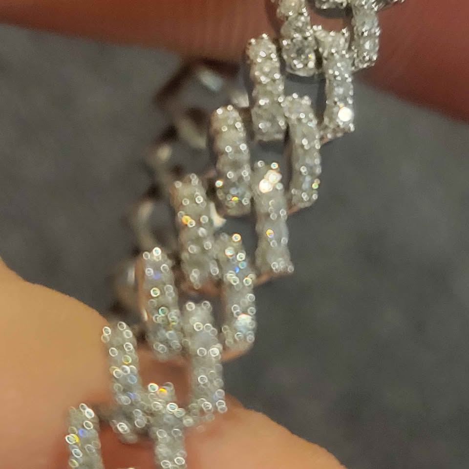 7in. Moissanite silver Monaco Link bracelet, 6mm