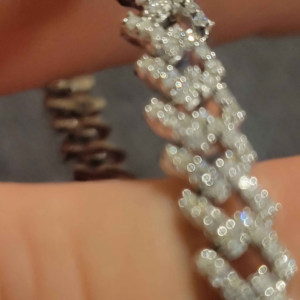 7in. Moissanite silver Monaco Link bracelet, 6mm