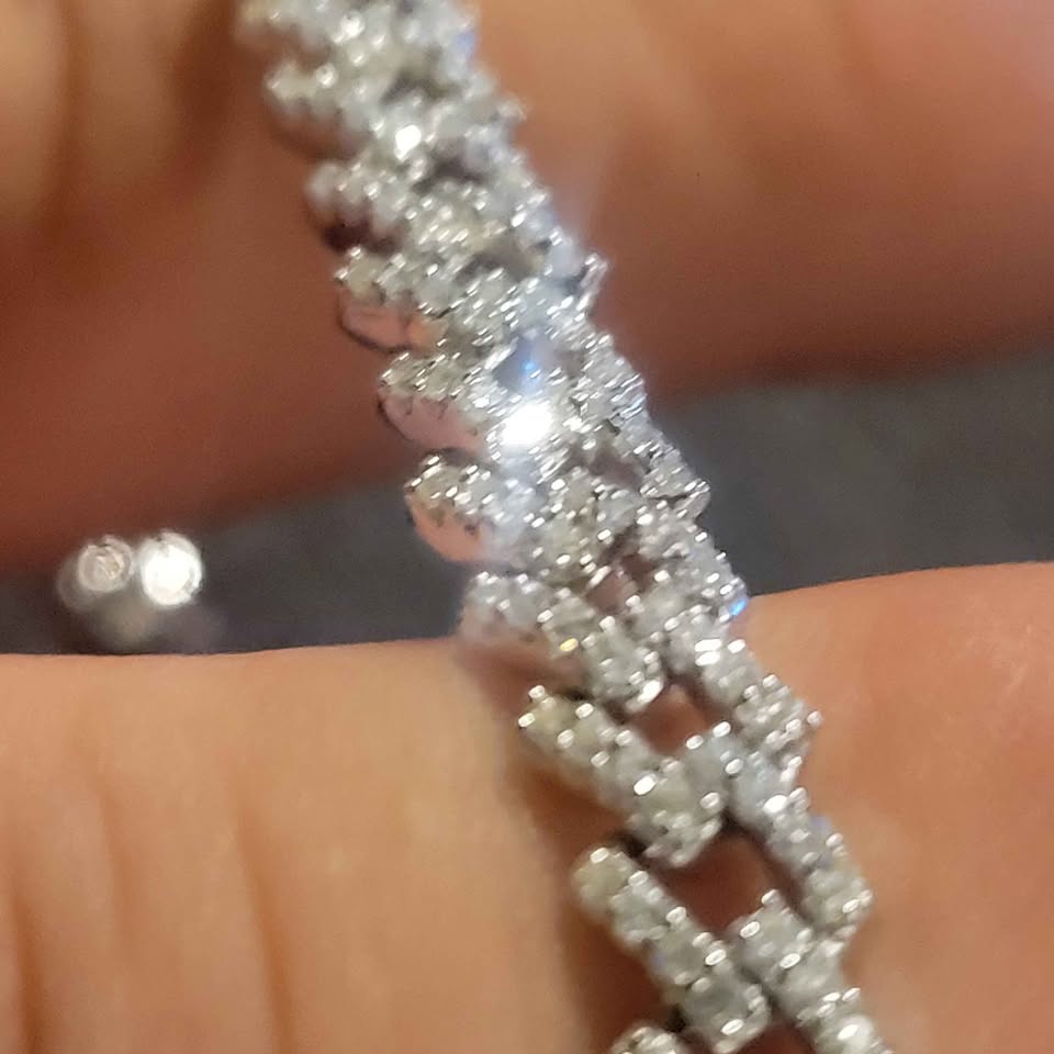 7in. Moissanite silver Monaco Link bracelet, 6mm