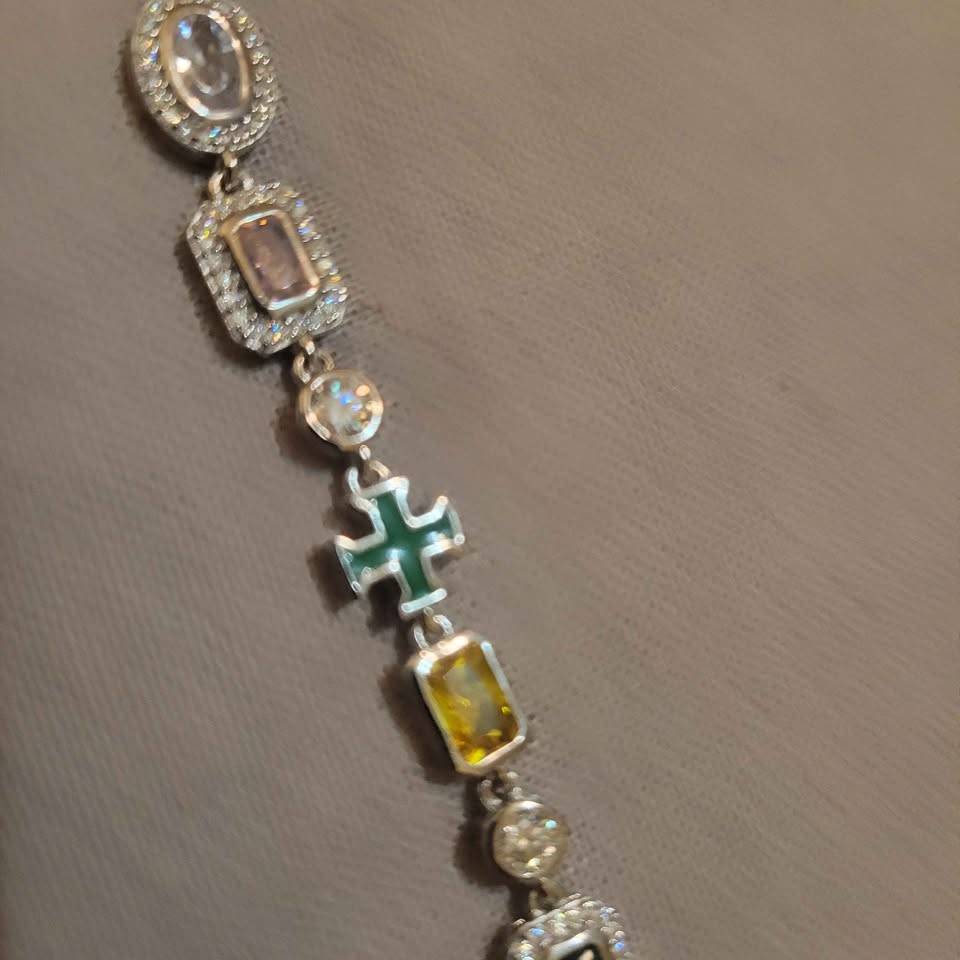 8.5 in. Multi-gem silver bracelet
