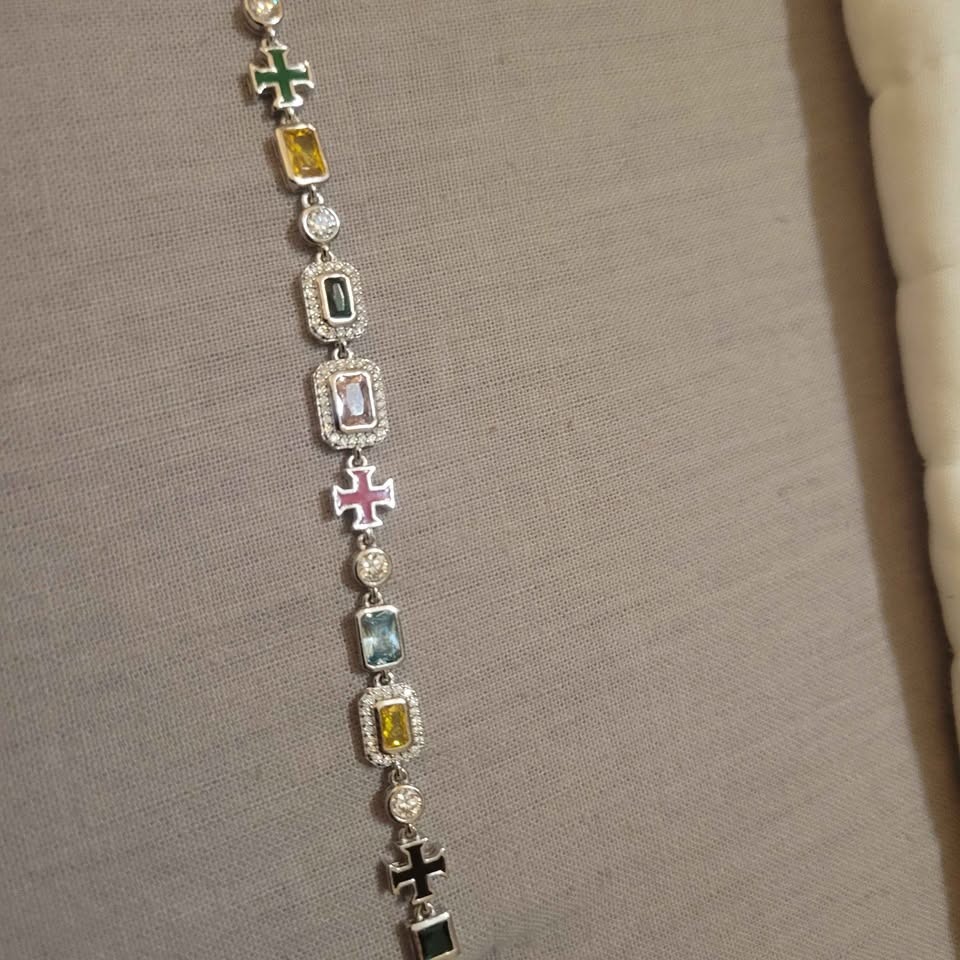 8.5 in. Multi-gem silver bracelet