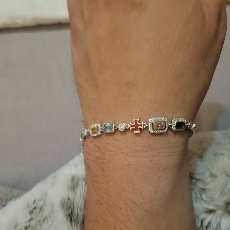 8.5 in. Multi-gem silver bracelet