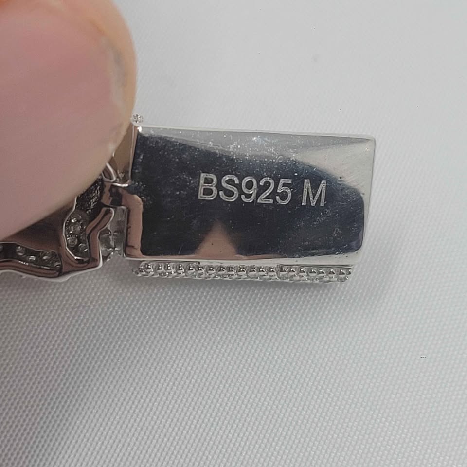 8.5in christ and cross moissanite silver bracelet