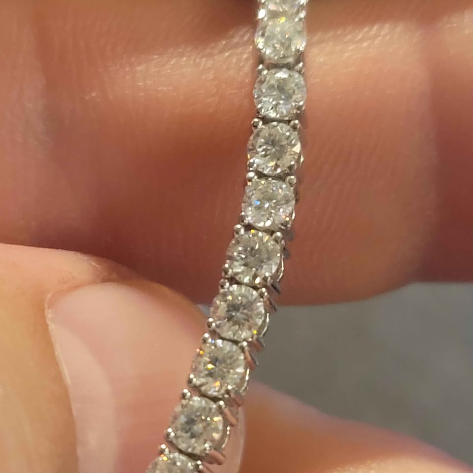 8in. Moissanite silver tennis bracelet, 3mm