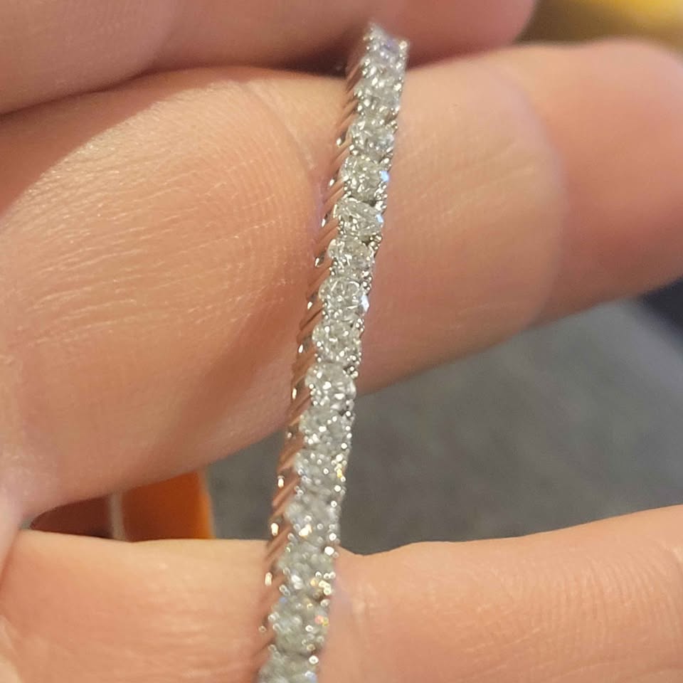 8in. Moissanite silver tennis bracelet, 3mm