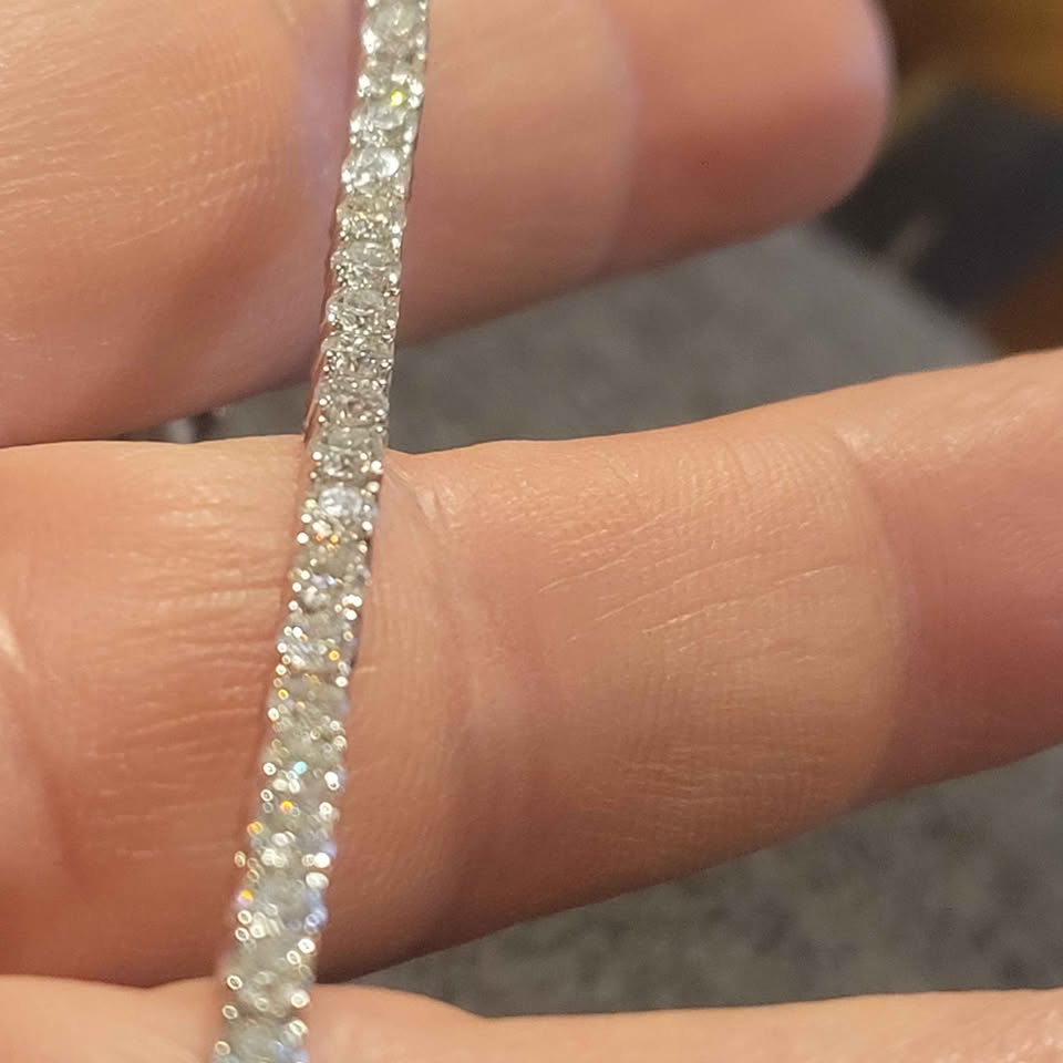 8in. Moissanite silver tennis bracelet, 3mm