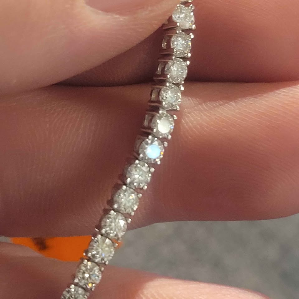 8in. Moissanite silver tennis bracelet, 3mm